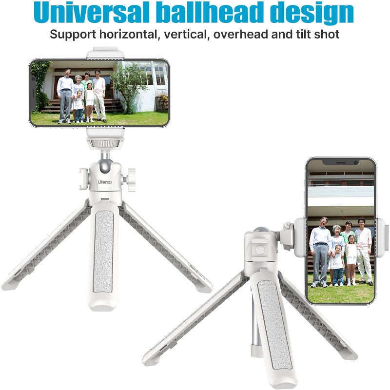 Ulanzi MT-42 Camera Tripod Mini Tabletop Tripod Selfie Stick with Cold Shoe,Travel Tripod for Phone 17 Canon G7X Mark III Sony ZV-1 RX100 VII A6600 Vlogging Filmmaking Live Streaming White - Image 4