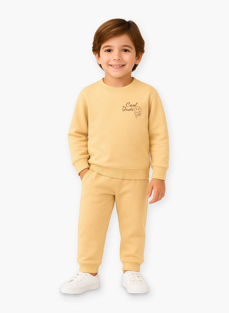 Luay Boys Winter Co-ord Set | Organic Cotton Top & Bottom | SoftCozy Winter Wear | Stylish Outfit (Yellow) - Image 2
