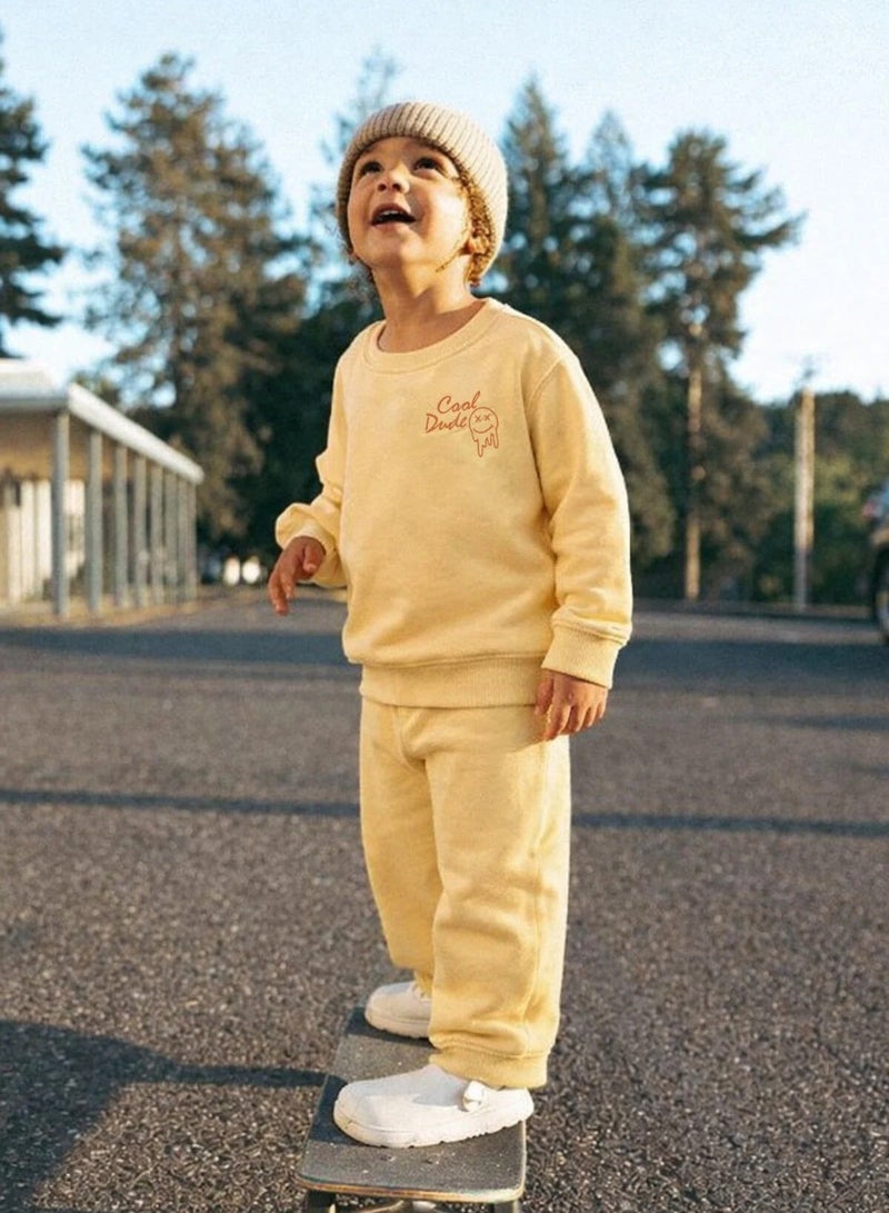 Luay Boys Winter Co-ord Set | Organic Cotton Top & Bottom | SoftCozy Winter Wear | Stylish Outfit (Yellow) - Image 1