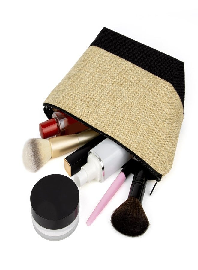 Muka 6 Pack Burlap Makeup Bag, Two Tone Gusseted Cosmetic Case, 9 x 5-1/2 x 3-1/2 Inch - Image 5