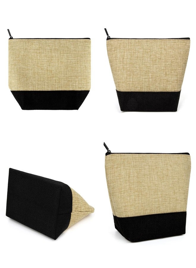 Muka 6 Pack Burlap Makeup Bag, Two Tone Gusseted Cosmetic Case, 9 x 5-1/2 x 3-1/2 Inch - Image 3