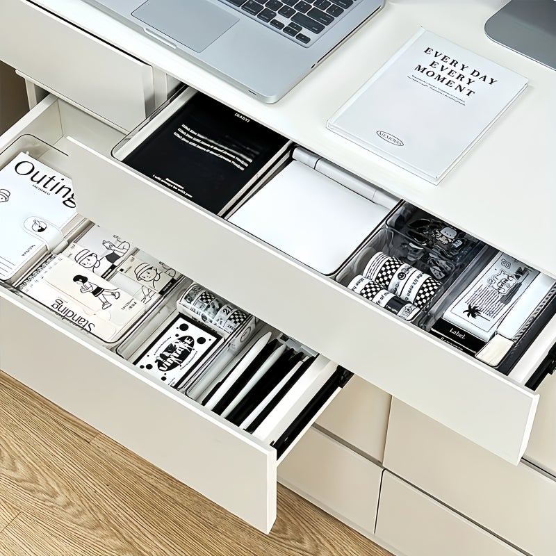7/10/12pcs Transparent Storage Box Set - Stackable Drawers And Desktop Organizer Dividers, for Cosmetics, Office Supplies, Kitchen Spices Classification Storage, No Assembly Required, Freely Matchable Bathroom Classification Storage - Image 4