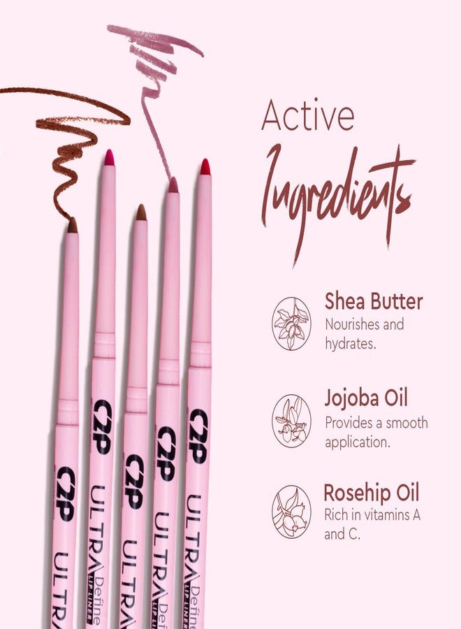C2P PROFESSIONAL MAKEUP C2P Pro Ultra Define Lip Liner, One Swipe Smooth Application, Matte Finish, Long Lasting, Waterproof & Smudge Proof, Enriched with Jojoba Oil & Shea Butter, 0.27g (Fudge 02-Brown) - Image 2
