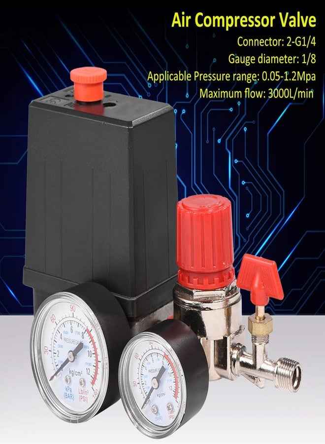 Jadeshay Air Compressor Pressure Control Valve with Gauge, Piston Pressure Switch for Fast Pressure Reduction, 0.05-1.2MPa - Image 2
