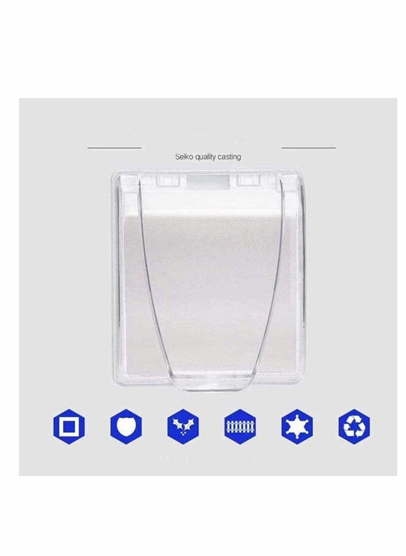 Wall Switch Waterproof Cover Box, Suprcrne Universal Plug Socket Cover, Wall Light Panel Socket Doorbell Flip Cap Cover, Home Bathroom Kitchen Accessory Plastic Clear 2 Pcs  - Image 5