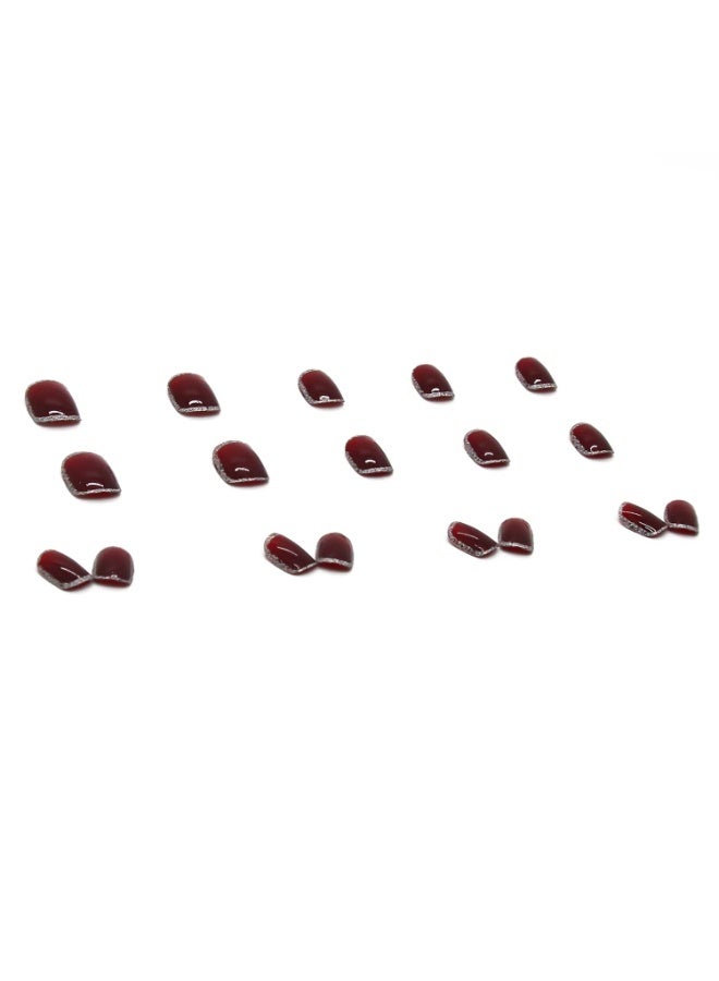 RESONIX 24Pcs Reusable Press on Nails Short Square Coffin Shape, Full Cover Fake Nails with Designs, Easy Application Nail Kits with Adhesive Tabs for Women, Salon DIY & Daily Wear-RED - Image 5