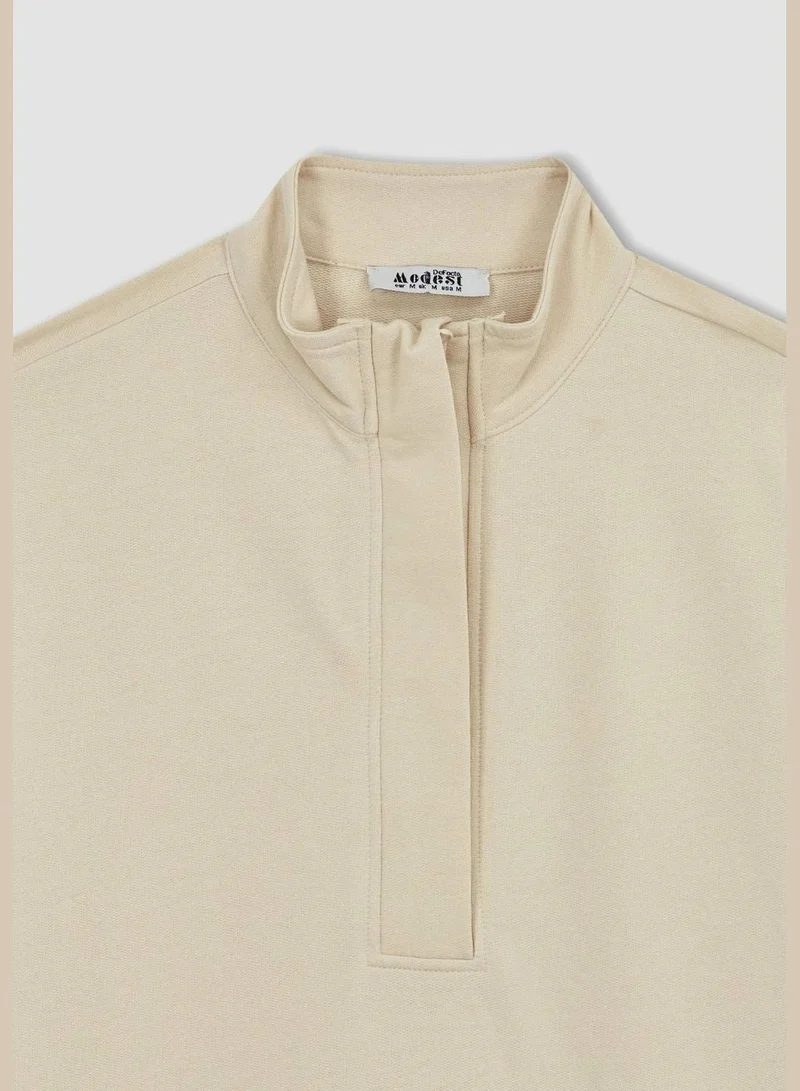 DeFacto Woman Mock Neck Long Sleeve Knitted Sweat Tunic
