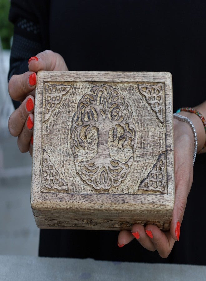 DharmaObjects Hand Carved Jewelry Trinket Keepsake Wooden Storage Box (Celtic Tree Of Life, Large) - Image 1