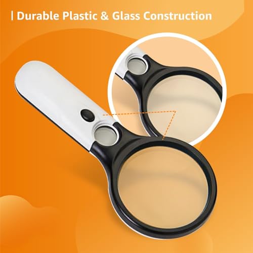 COI 3X & 45X LED Magnifying Glass with Light – Large Handheld Reading Magnifier for Seniors, Books, Newspapers, Small Print, Jewelry, Crafts & Inspection – Black & White - Image 2