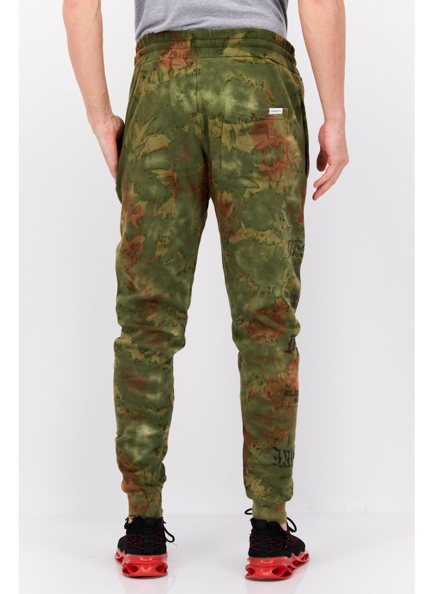 Men Regular Fit Tie Dye Print Jogger Pants, Green Combo