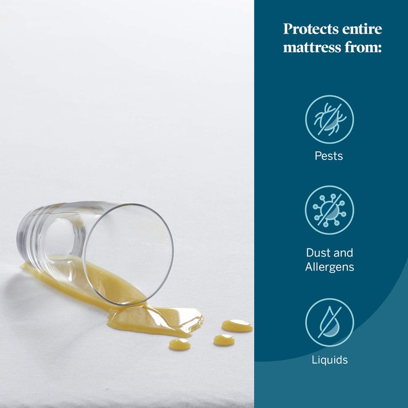 LUCID Premium Rayon from Bamboo Jersey Mattress Protector - Ultra Soft - Waterproof - Full, White - Image 2