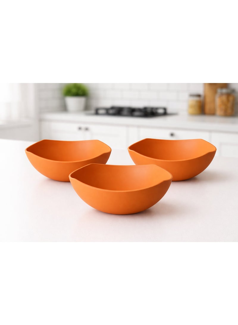 favilla 3-Piece Multi-Purpose Serving Set – Food and Salad Plates for Desserts and Everyday Serving - Code 1054 - Orange - Image 1