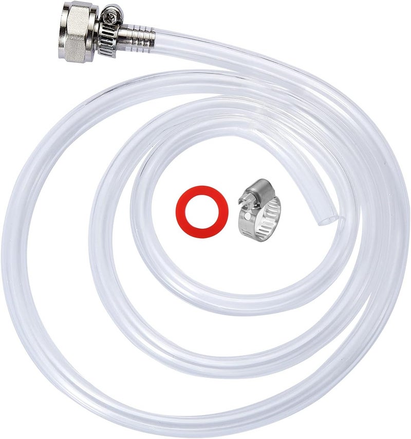 LitKiwi Draft Beer Line with Connectors,Part of Kegerator Kit,7 Feet-Clear Vinyl Tubing Hose 5/16"ID 7/16" with Stainless Steel Barb Fitting,for Beer Tap Tower Keg Homebrewing - Image 1