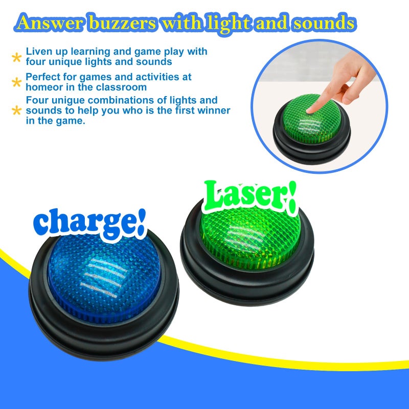 Gelabur 2-Pack Quiz Game Buzzers for Trivia Games, Answer Buzzers with Lights and Sound, Classroom Game Show Style Buzzer Buttons for Team Games - Image 3