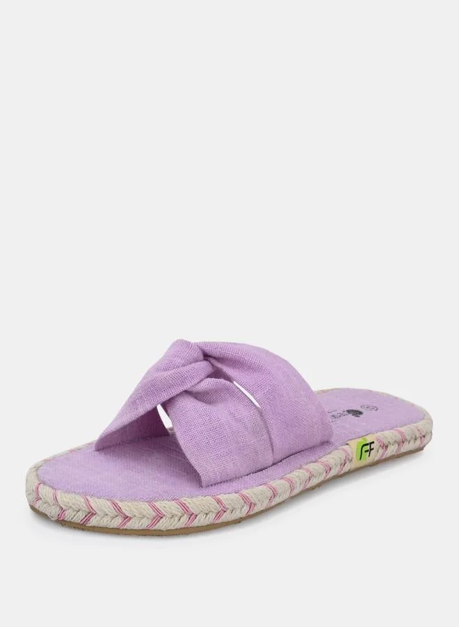 Fresh Feet Fresh Feet Frayed Bow Detail Open Toe Flat Sandal