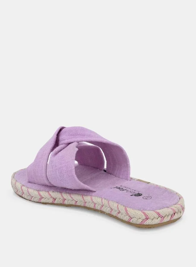 Fresh Feet Fresh Feet Frayed Bow Detail Open Toe Flat Sandal