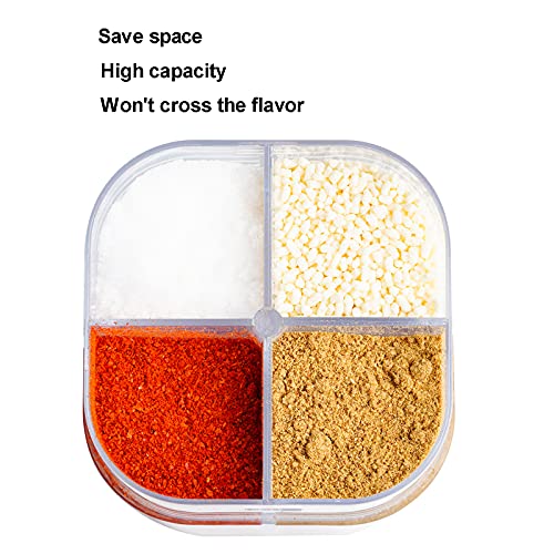Miayon 2 Pack 4 in 1 Spice Container Salt and Pepper Shaker Transparent Seasoning Shaker Can Filter Lumps Spice Jars for Home Restaurant Camping Travel Cooking BBQ - Image 3