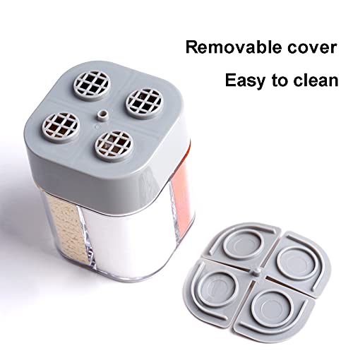 Miayon 2 Pack 4 in 1 Spice Container Salt and Pepper Shaker Transparent Seasoning Shaker Can Filter Lumps Spice Jars for Home Restaurant Camping Travel Cooking BBQ - Image 4