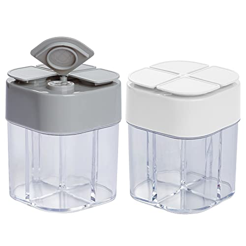 Miayon 2 Pack 4 in 1 Spice Container Salt and Pepper Shaker Transparent Seasoning Shaker Can Filter Lumps Spice Jars for Home Restaurant Camping Travel Cooking BBQ - Image 1