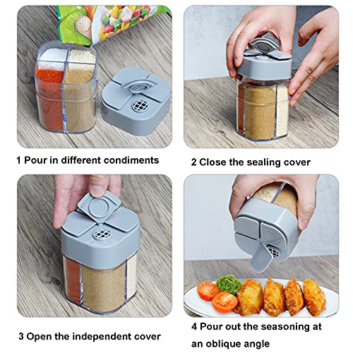 Miayon 2 Pack 4 in 1 Spice Container Salt and Pepper Shaker Transparent Seasoning Shaker Can Filter Lumps Spice Jars for Home Restaurant Camping Travel Cooking BBQ - Image 5