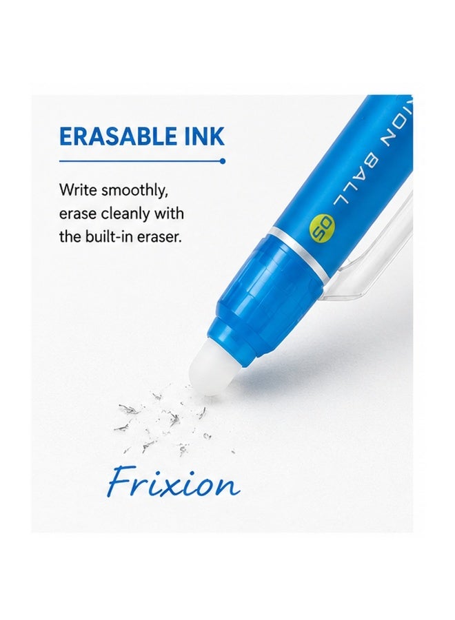 PILOT FriXion Ball Knock Erasable Gel Pen LFBK-23EF-LB, 0.5 mm, Light Blue, Gel Ink, 1 pen for revision systems - Image 3