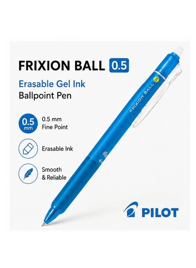 PILOT FriXion Ball Knock Erasable Gel Pen LFBK-23EF-LB, 0.5 mm, Light Blue, Gel Ink, 1 pen for revision systems - Image 1