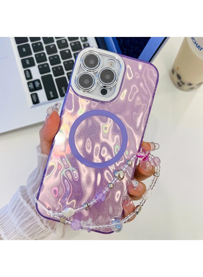 Zaboon Case For iPhone 13 Pro Max Plating Texture Wristband MagSafe TPU Phone Case with Glitter Lens Film - Image 1