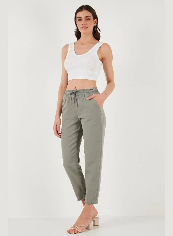 Lela Lela Cotton Regular Waist Regular Fit Straight Leg Trousers Women's PANTS 668YP42282S4