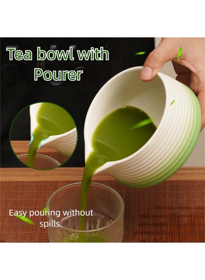 فلاي رود مجموعة ماتشا أصلية، خفاقة ووعاء ياباني، مجموعة ملحقات احتفالية مع محرك وملعقة وكوب وحامل - حامل خفاقة ماتشا سيراميكي لشاي ماتشا أخضر مثالي، أخضر وأبيض - Image 5