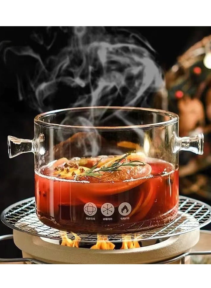 Glass Pot Glass Cooking Pot with Cover and Handle Heat-resistant Glass Simmer Pot Clear Cooktop Safe for Pasta Noodle Soup Milk Baby Food(1.5L) - Image 3