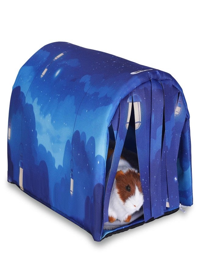 IBWell Guinea Pig Hideout Tunnel with Curtains Cute Starry Sky Bunny Hideaway for Cage Accessories Washable Soft Hedgehog Hides and Houses - Image 1