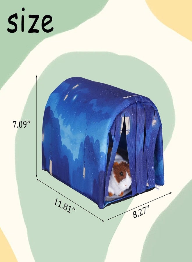 IBWell Guinea Pig Hideout Tunnel with Curtains Cute Starry Sky Bunny Hideaway for Cage Accessories Washable Soft Hedgehog Hides and Houses - Image 2