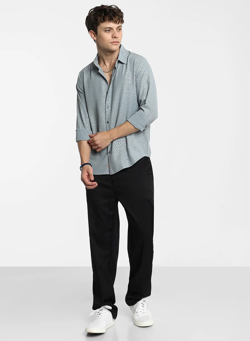 Campus Sutra Men's Ash Grey Pavement Shirt