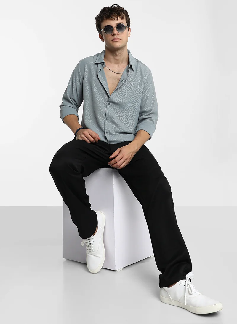 Campus Sutra Men's Ash Grey Pavement Shirt