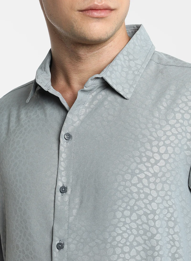 Campus Sutra Men's Ash Grey Pavement Shirt