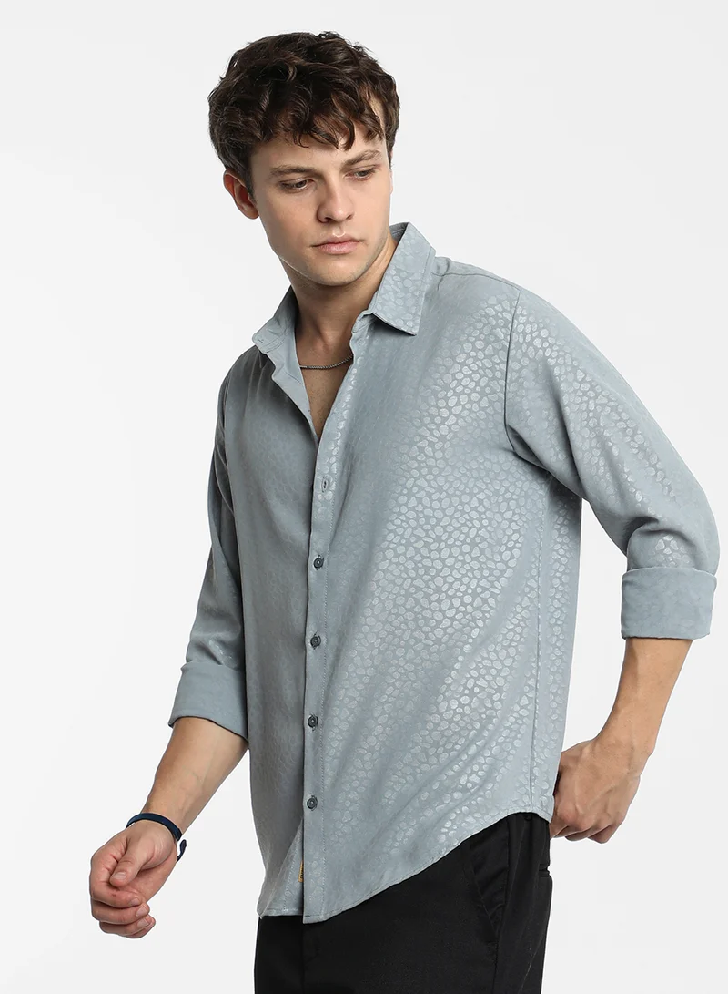 Campus Sutra Men's Ash Grey Pavement Shirt