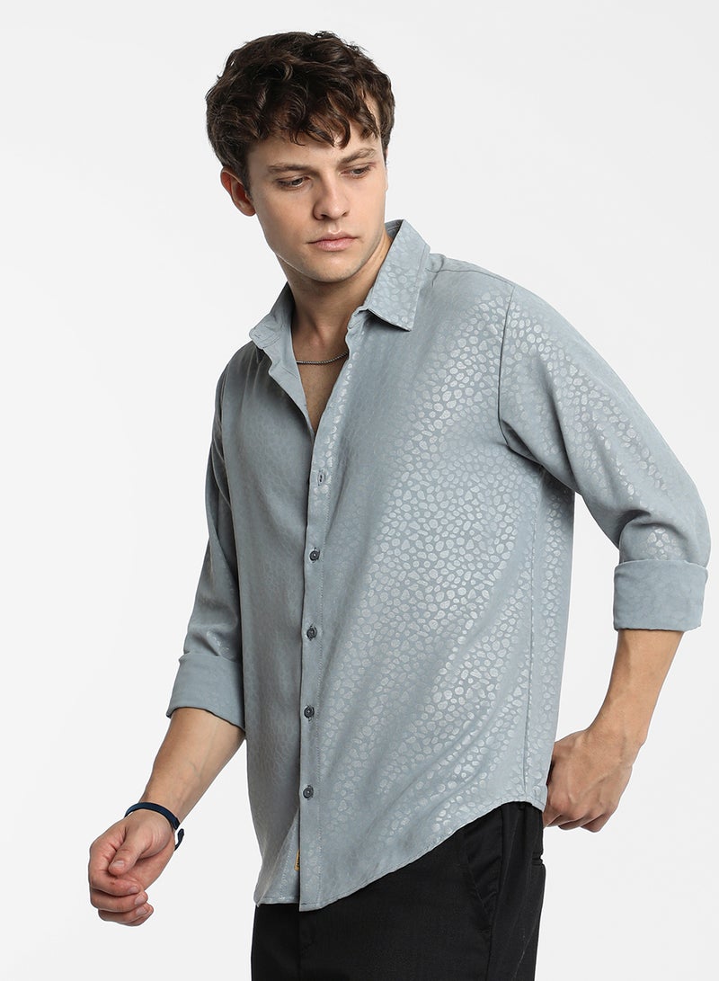 Campus Sutra Men's Ash Grey Pavement Shirt  - Image 3
