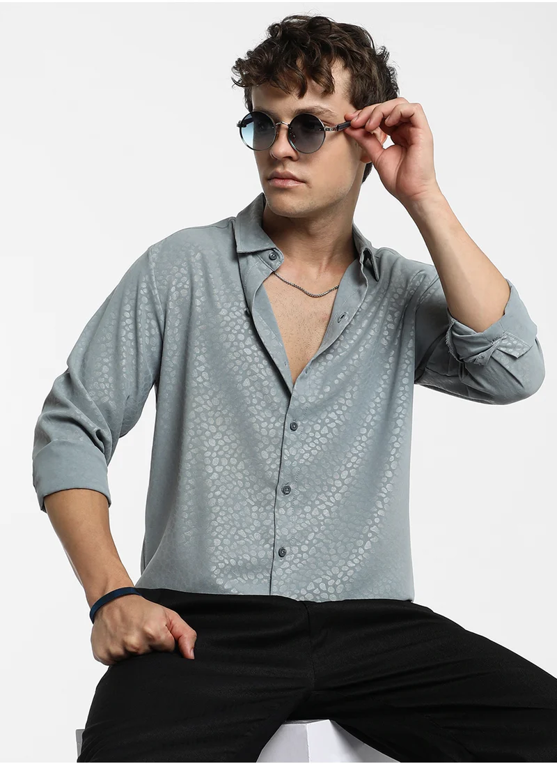 Campus Sutra Men's Ash Grey Pavement Shirt