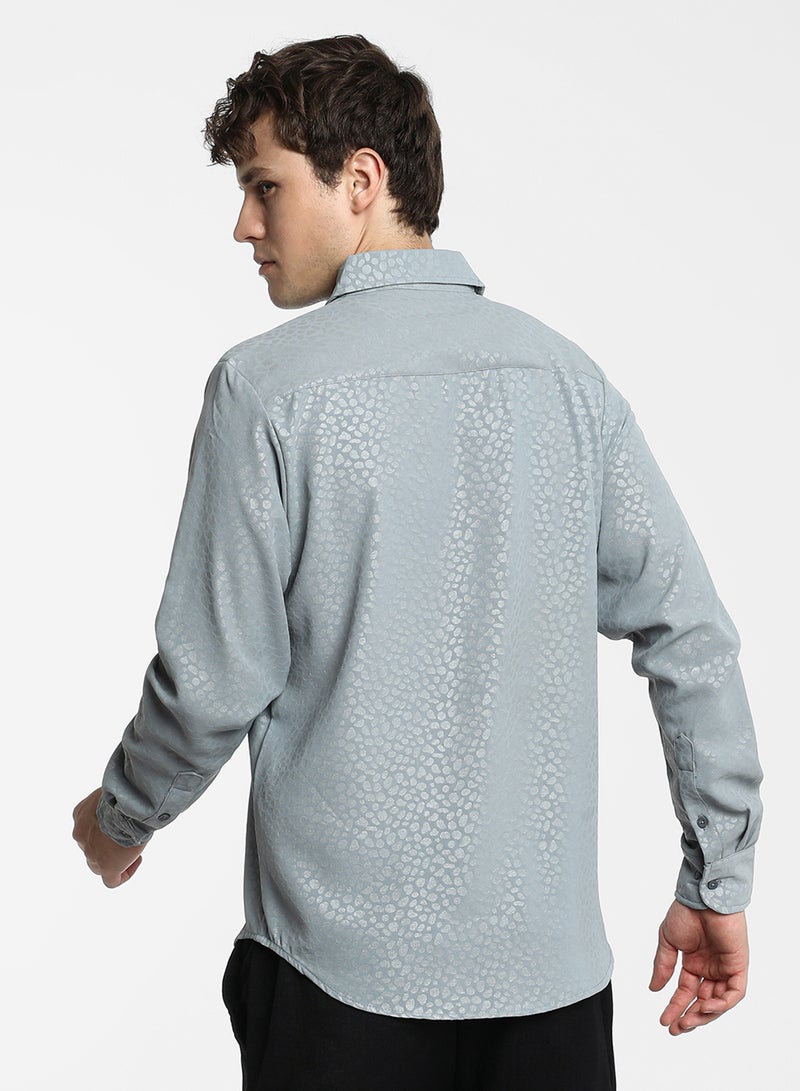 Campus Sutra Men's Ash Grey Pavement Shirt  - Image 5