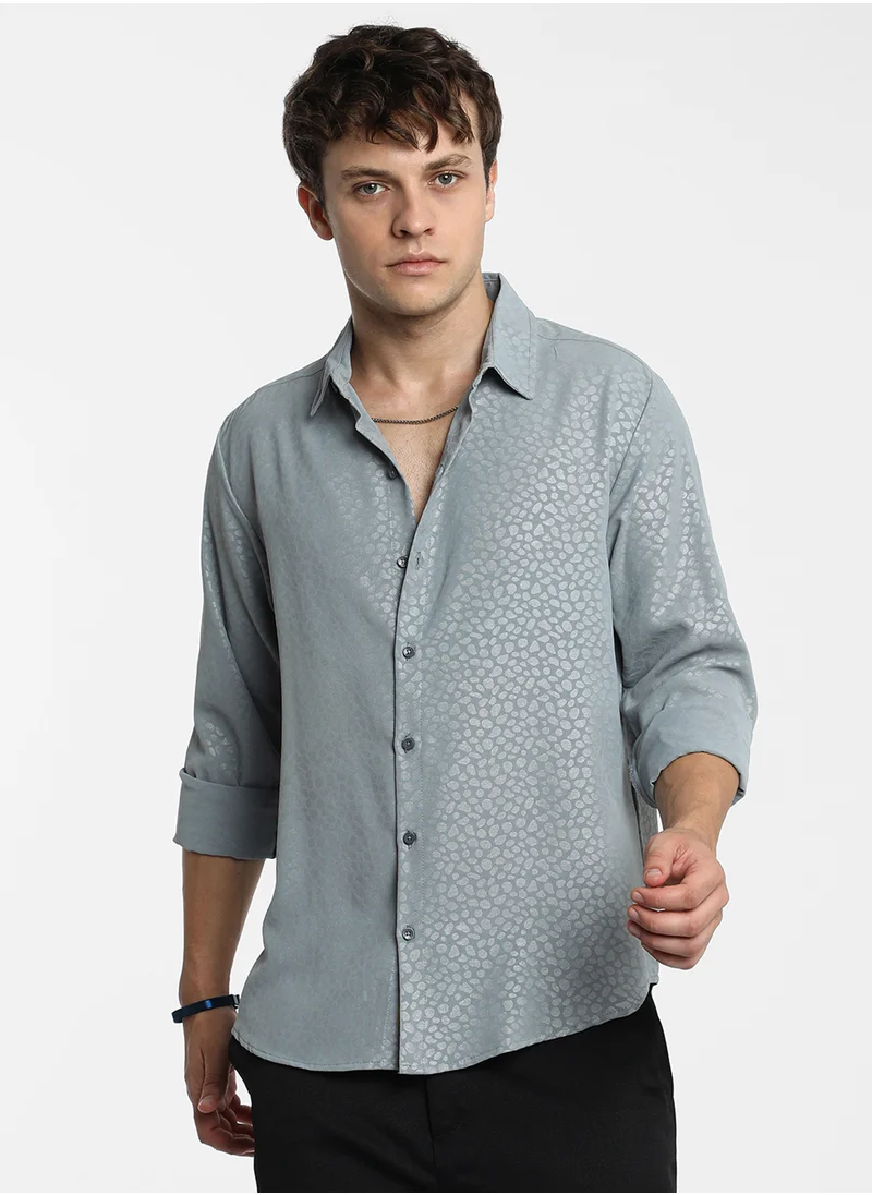 Campus Sutra Men's Ash Grey Pavement Shirt