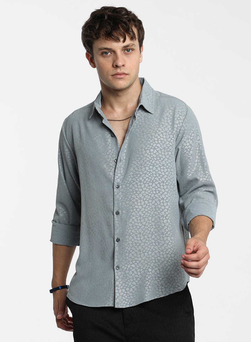 Campus Sutra Men's Ash Grey Pavement Shirt  - Image 2