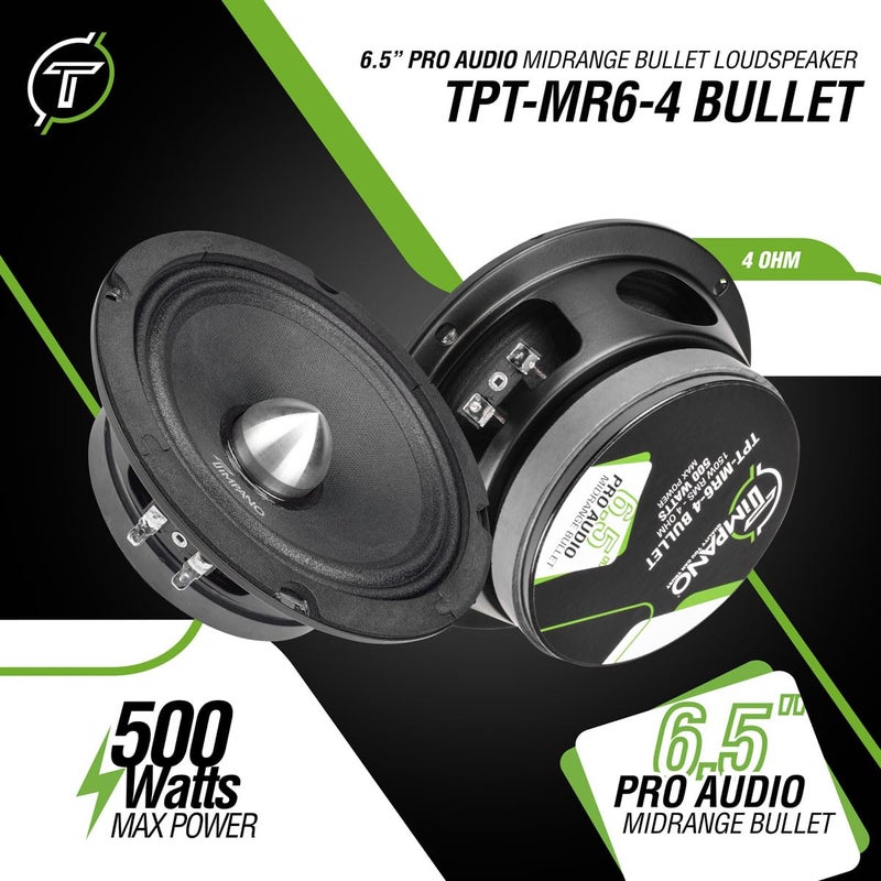 Timpano 6.5 Midrange Speaker TPT-MR6-4 Bullet 500 Watts, 4 Ohm, Shallow Mount 6.5 Inch Speakers PRO Audio Mid Range Loud Speaker (Single) - Image 2