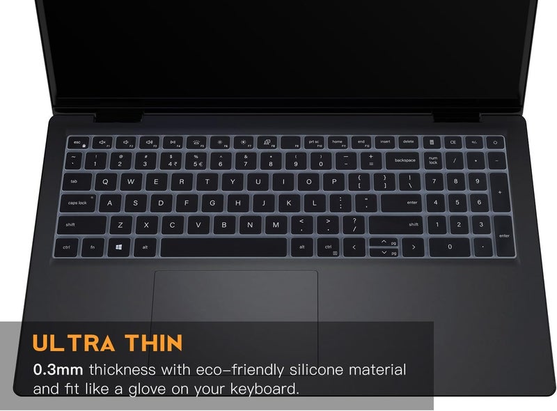Oaky غطاء لوحة مفاتيح لجهاز ديل إنسبيرون 15 3510 3511 3515 3525 3530 3535 5510 5515 5518 7510، إنسبيرون 16 7610، فوسرو 15 3510 5510 5515، لاتيتيود 3520 - غير متوافق مع ديل G5/G15 - سيليكون أسود - Image 3