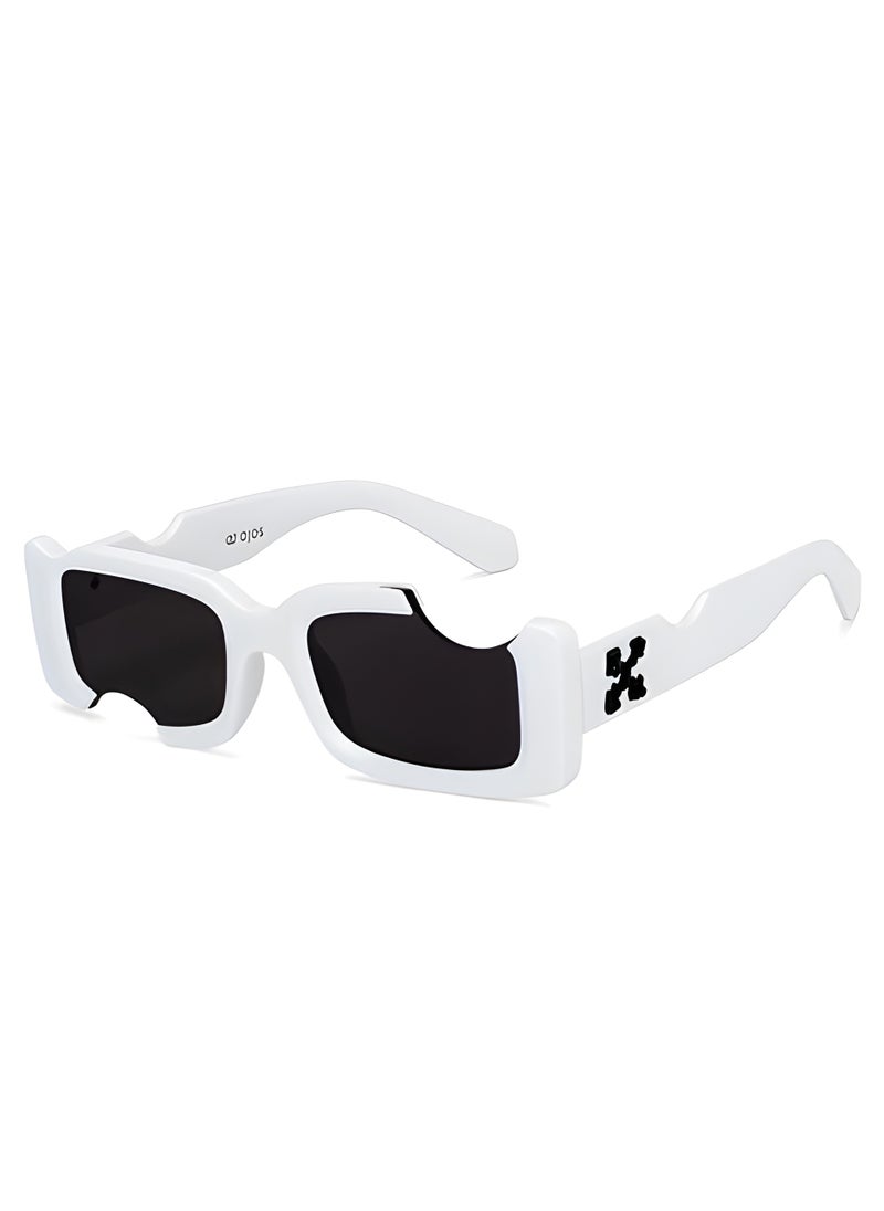 Generic - Small Irregular Rectangular Sunglasses with UV Protection - White - Image 1