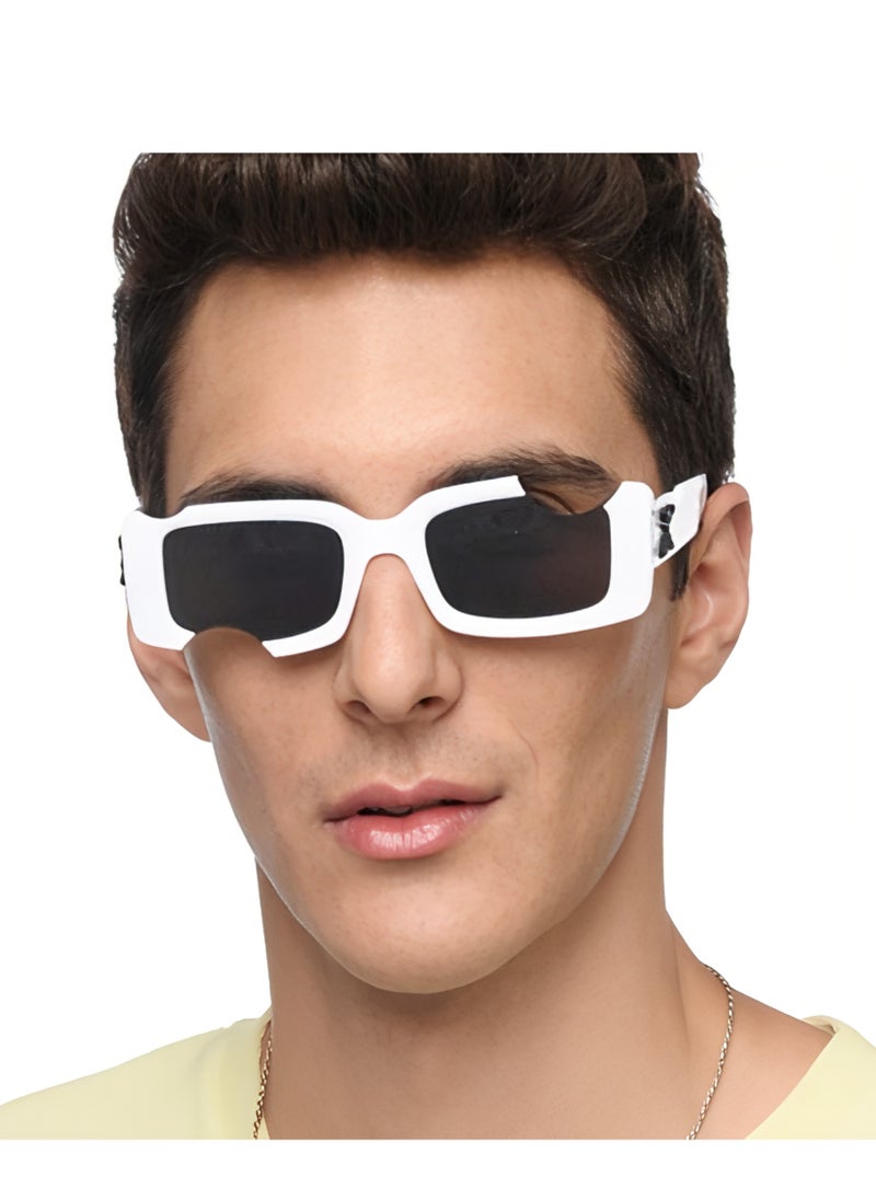 Generic - Small Irregular Rectangular Sunglasses with UV Protection - White - Image 1