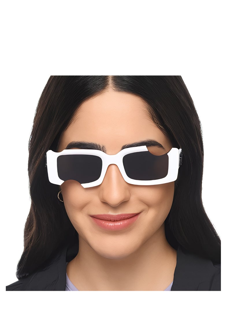 Generic - Small Irregular Rectangular Sunglasses with UV Protection - White - Image 1