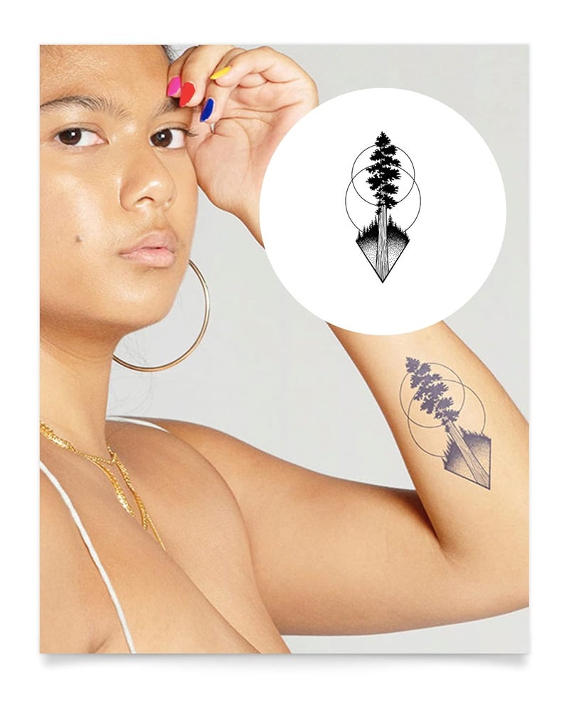 inkbox Inkbox Temporary Tattoos, Semi-Permanent Tattoo, One Premium Easy Long Lasting, Water-Resistant Temp Tattoo with For Now Ink - Lasts 1-2 Weeks, Sequoia, 6 x 3 in 