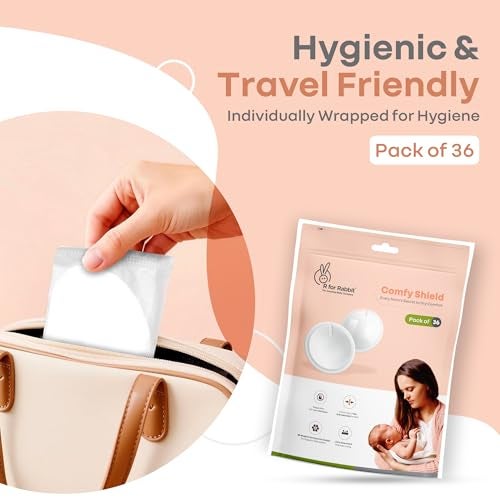 R for Rabbit Comfy Shield Disposable Nursing Breast Pads (White, Pack of 36), 3D Shaped Honeycomb Design 24-Hours Leak Protection Strong Adhesive Tape Skin Friendly Material Breastfeeding pad - Image 2