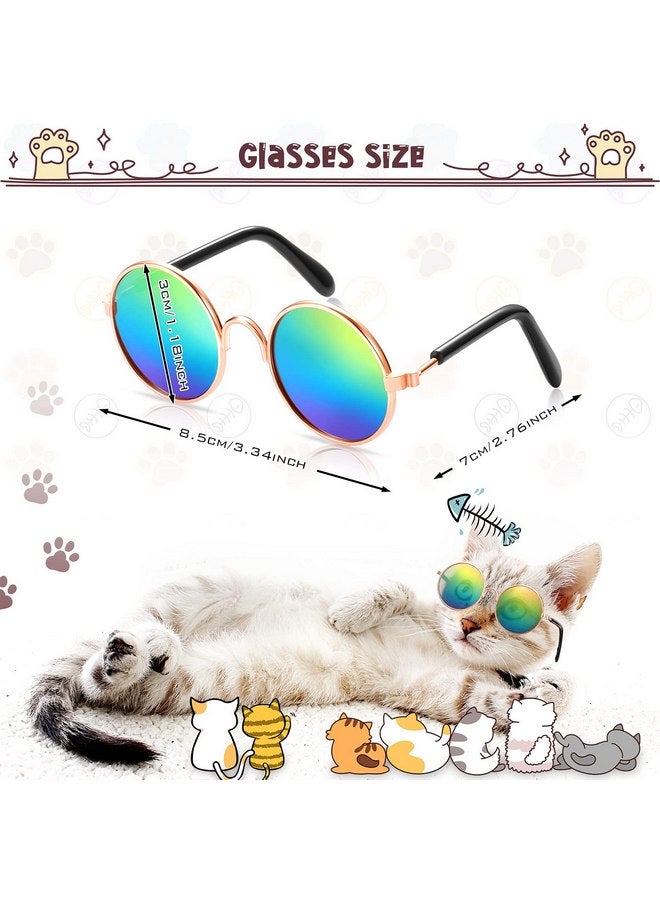 MTLEE 6 Pcs Funny Dog Wig Retro Pet Round Sunglasses Dog Cat Cosplay Wig Pet Costumes Accessories Small Dog Headwear for Holiday Party Decor - Image 3
