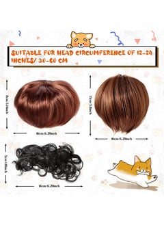 Mtlee MTLEE 6 Pcs Funny Dog Wig Retro Pet Round Sunglasses Dog Cat Cosplay Wig Pet Costumes Accessories Small Dog Headwear for Holiday Party Decor  - Image 2